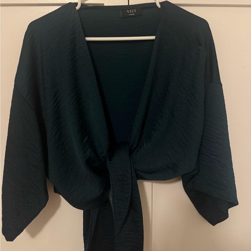 Vici teal kimono wrap top